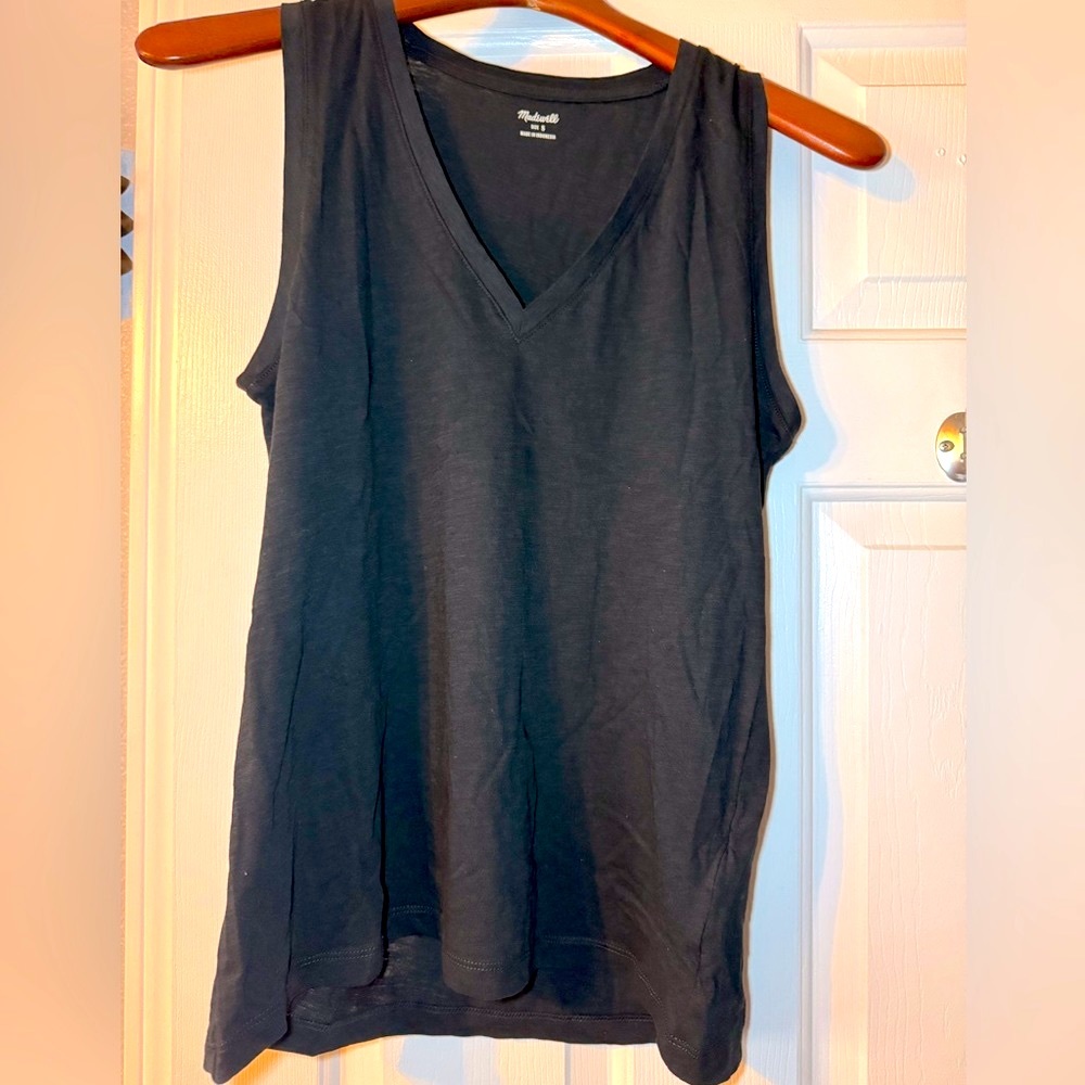 NWT Madewell Women's V Neck Black Tank Top Size Small